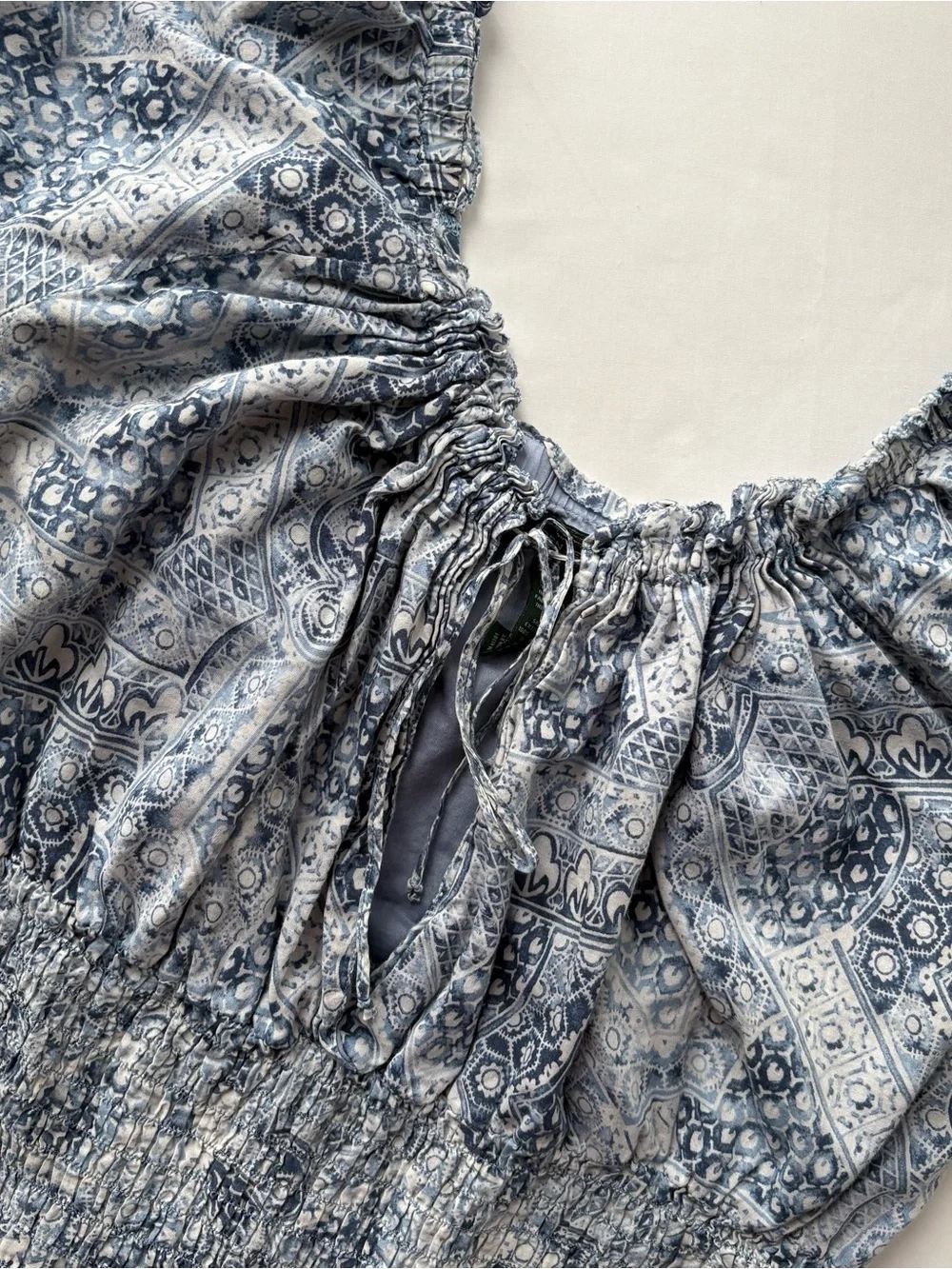 Lauren Ralph Lauren Geometric Patterned Peasant Blouse Size XL